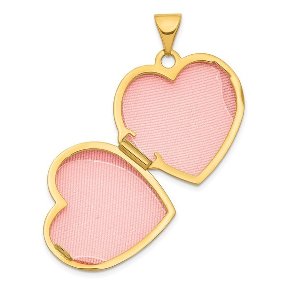 14K 19mm Heart Border Heart Locket Pendant - Picture 4 of 4